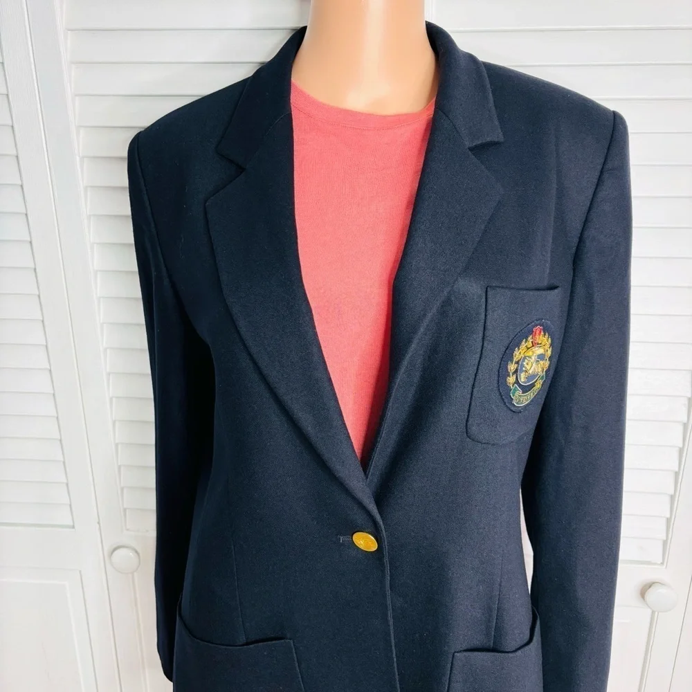 BURBERRYS Navy Blue Vintage Blazer Size 8 - Picture 2 of 9